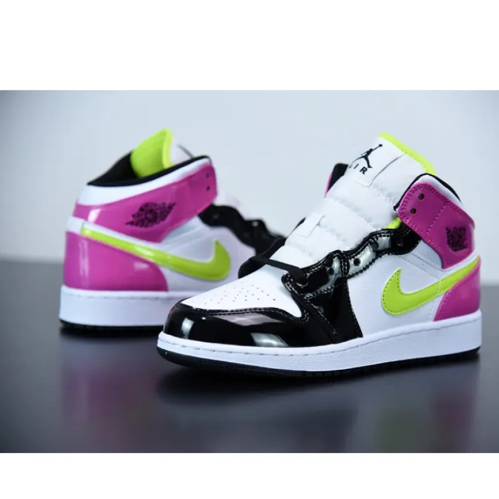 Air Jordan 1 Mid SE GS White/Cyber Active-Fushia CZ9834-100