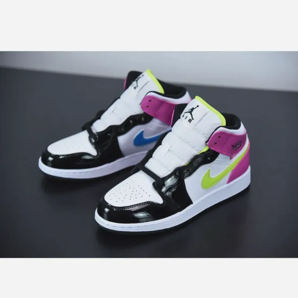 Air Jordan 1 Mid SE GS White/Cyber Active-Fushia CZ9834-100