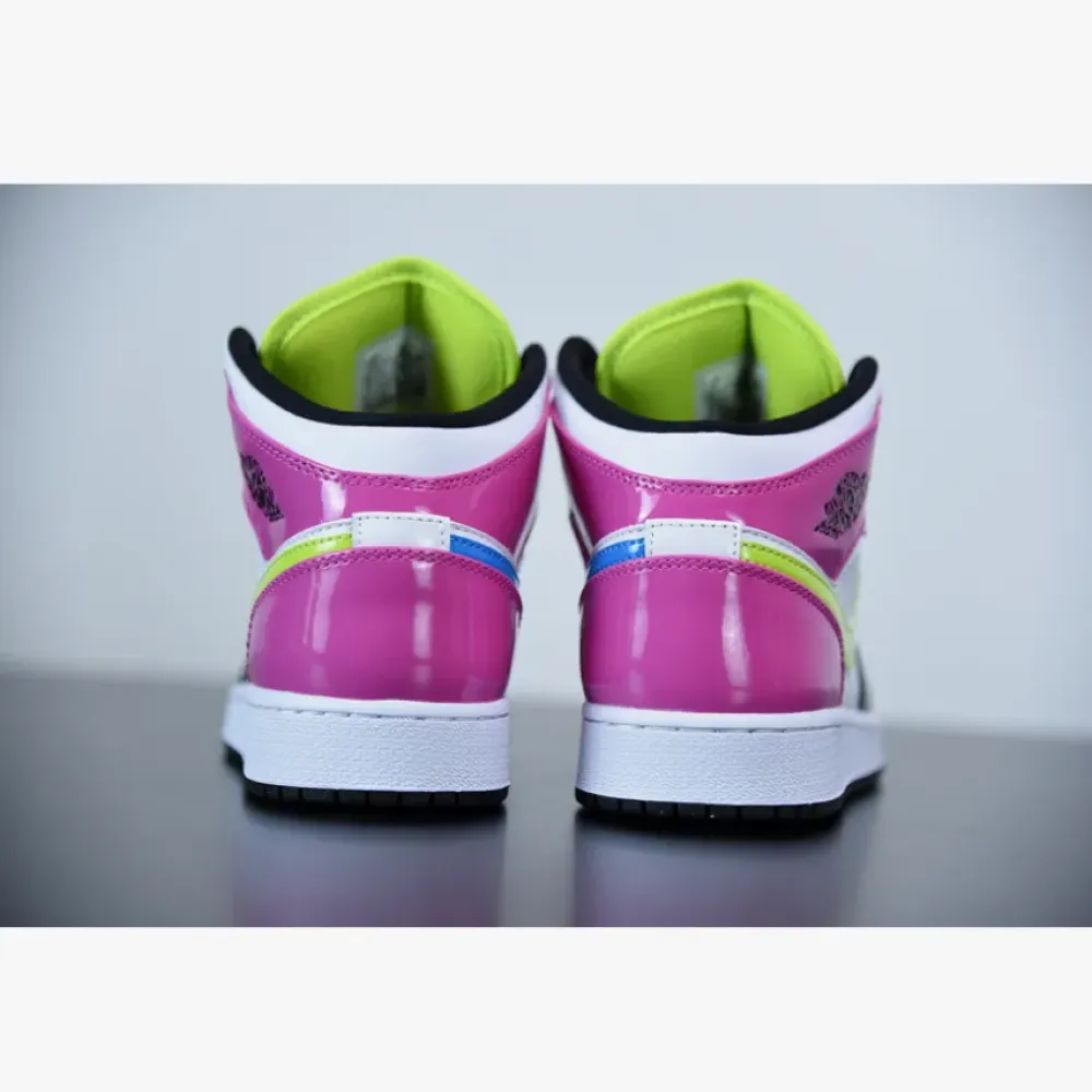 Air Jordan 1 Mid SE GS White/Cyber Active-Fushia CZ9834-100