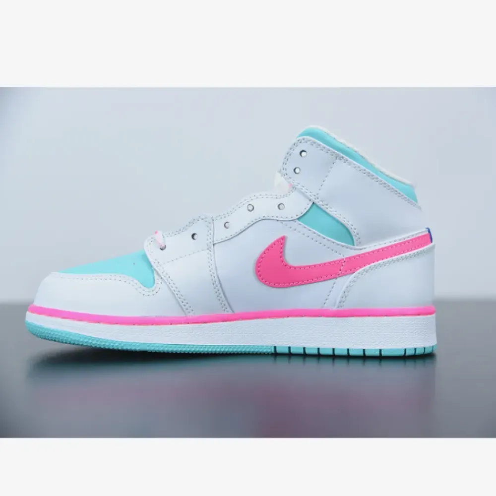 Air Jordan 1 Mid GS White Digital Pink  555112-102