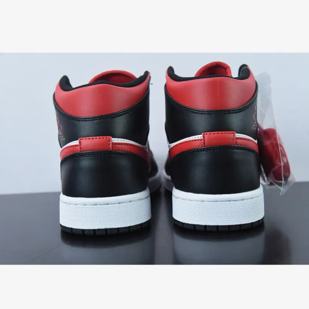 Air Jordan 1 Mid “Bred Toe” Black/White-Fire Red  554724-079