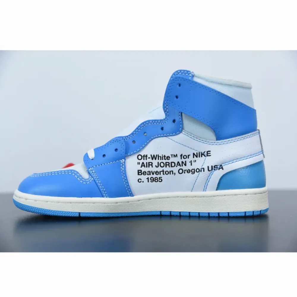 OFF-WHITE x Air Jordan 1 Retro High OG White/Dark Powder Blue-Cone AQ0818-148