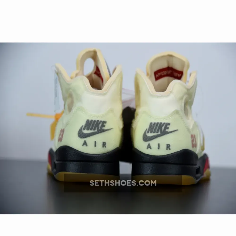 Off-White x Air Jordan 5 Sail/Fire Red-Muslin-Black DH8565-100
