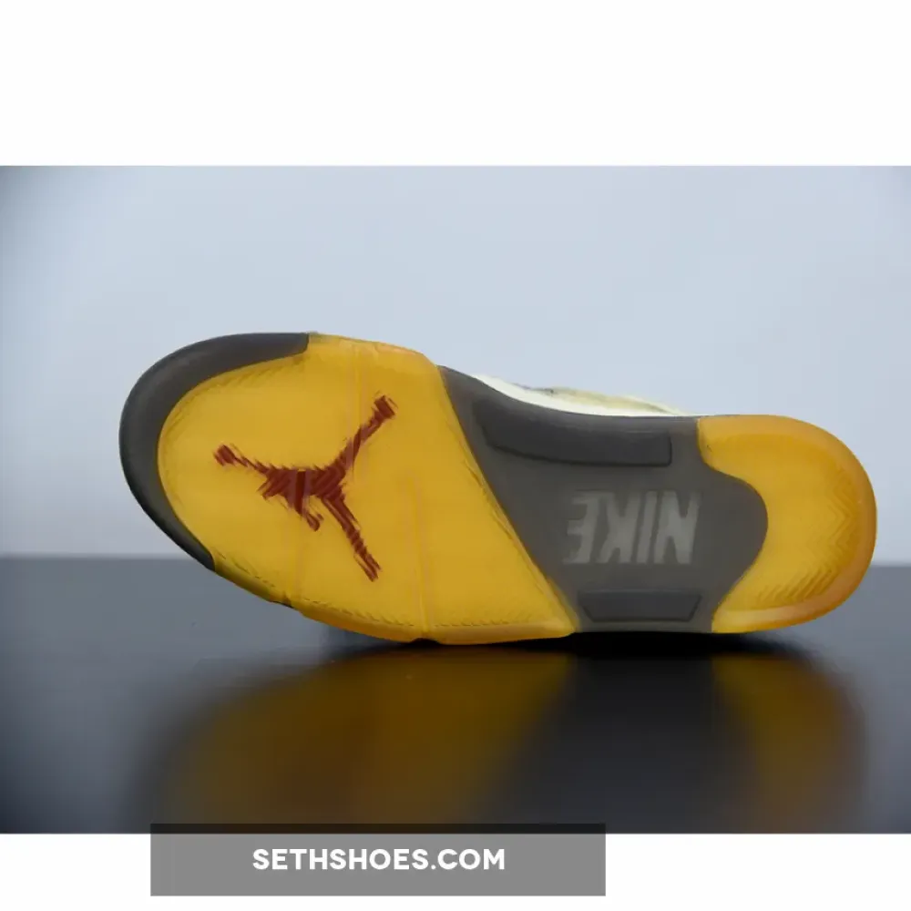 Off-White x Air Jordan 5 Sail/Fire Red-Muslin-Black DH8565-100