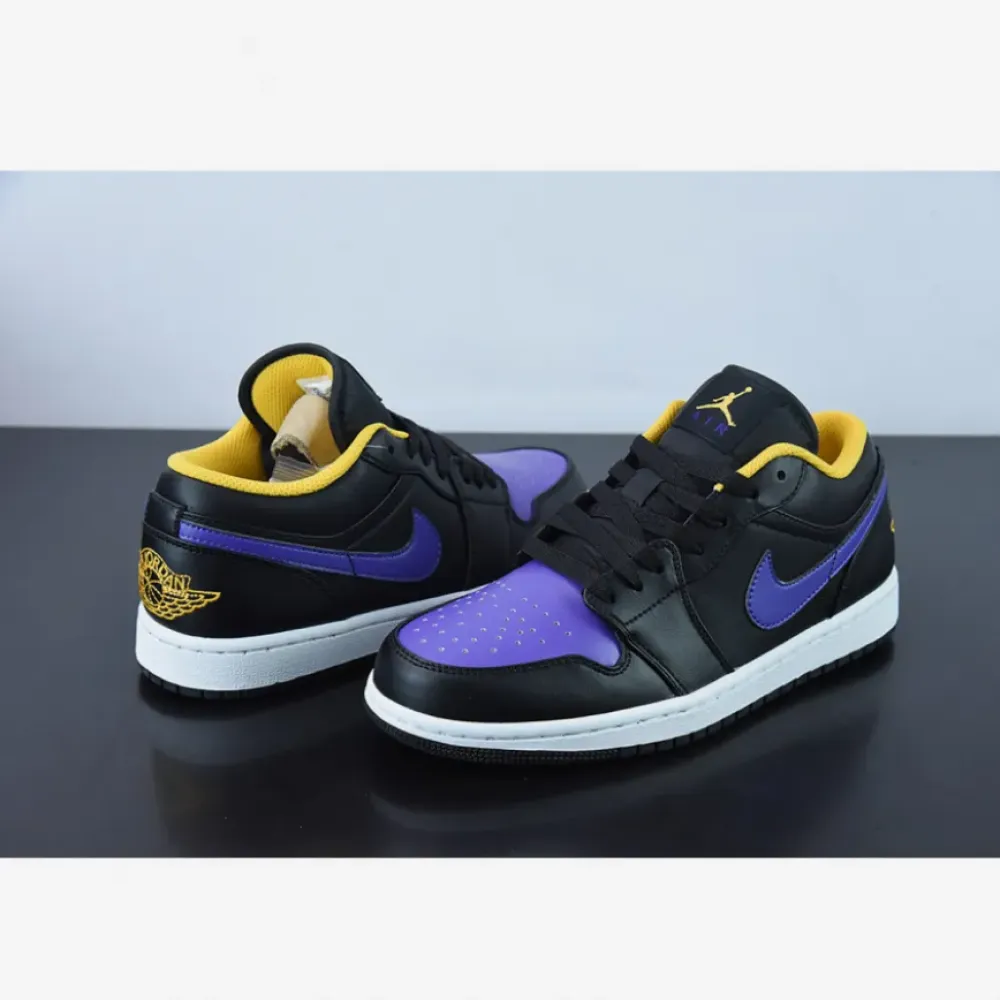 Air Jordan 1 Low Black/Dark Concord-Taxi  553558-075
