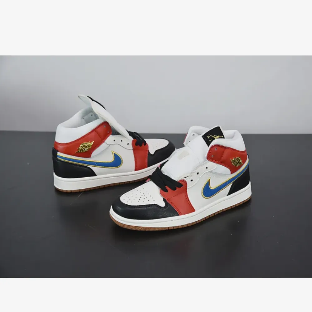 Air Jordan 1 Mid “Homecoming” Sail/Metallic Gold-Gym Red-Black DC1426-100