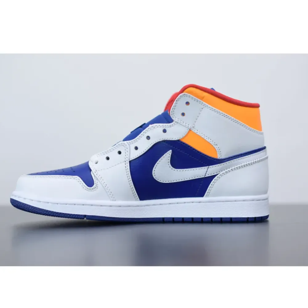 Air Jordan 1 Mid White/Deep Royal Blue-Track Red-Laser Orange 554724-131