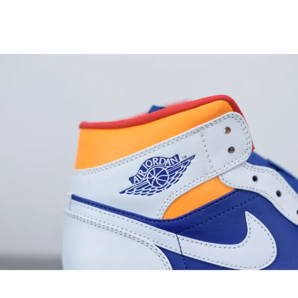 Air Jordan 1 Mid White/Deep Royal Blue-Track Red-Laser Orange 554724-131