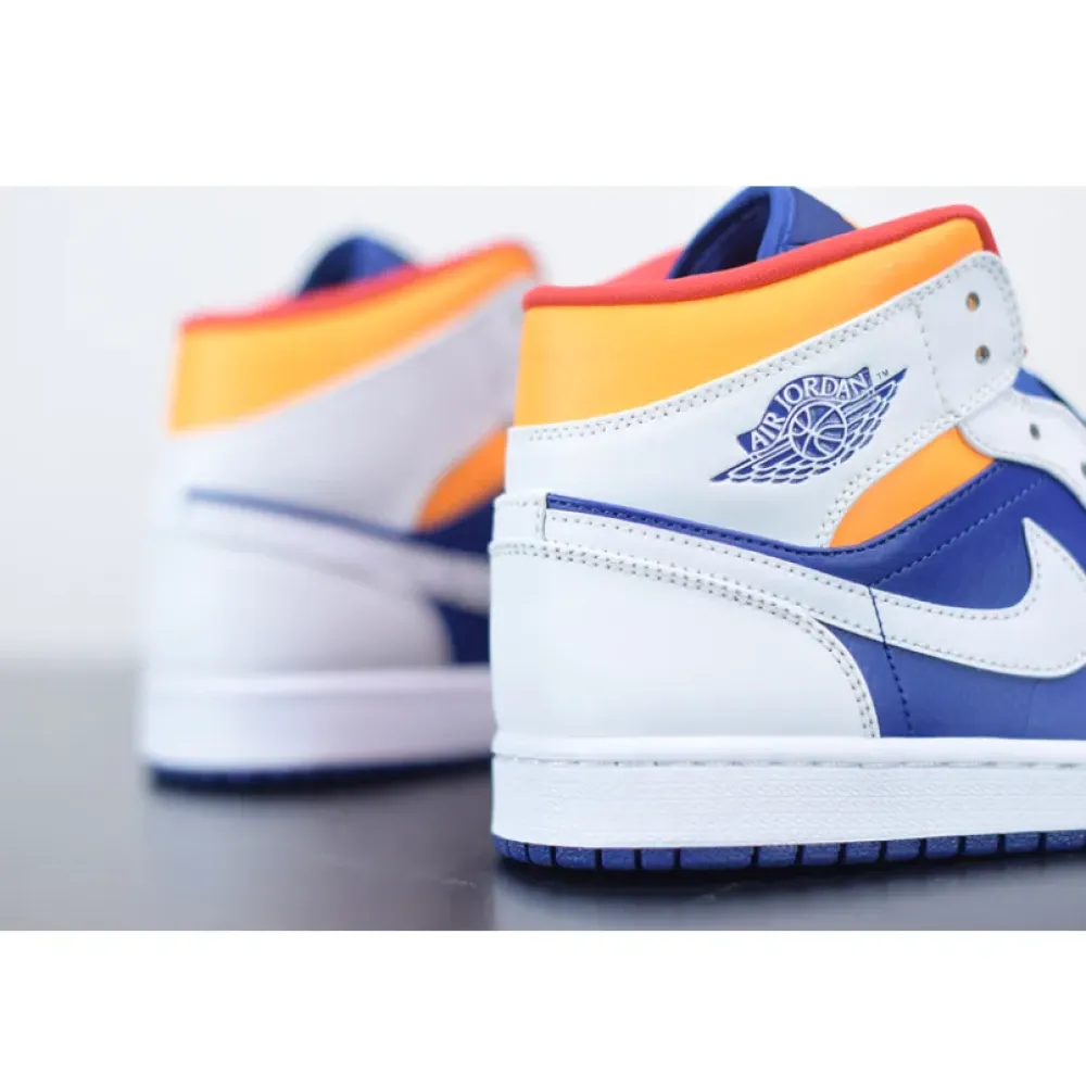 Air Jordan 1 Mid White/Deep Royal Blue-Track Red-Laser Orange 554724-131