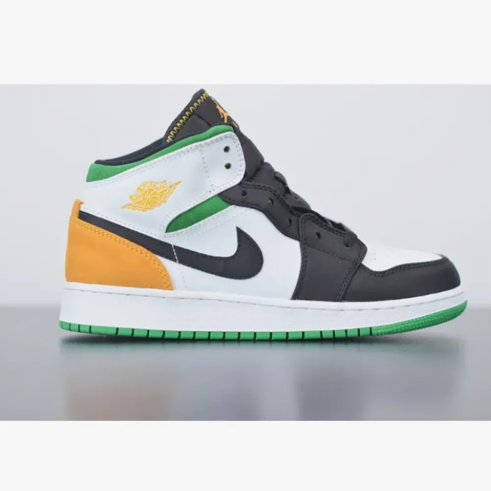 Air Jordan 1 Mid SE White/Laser Orange-Black-Lucky Green BQ6931-101