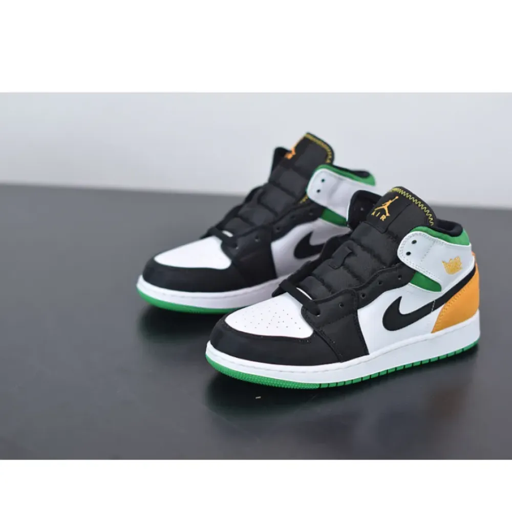 Air Jordan 1 Mid SE White/Laser Orange-Black-Lucky Green BQ6931-101