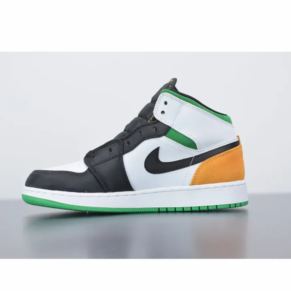 Air Jordan 1 Mid SE White/Laser Orange-Black-Lucky Green BQ6931-101