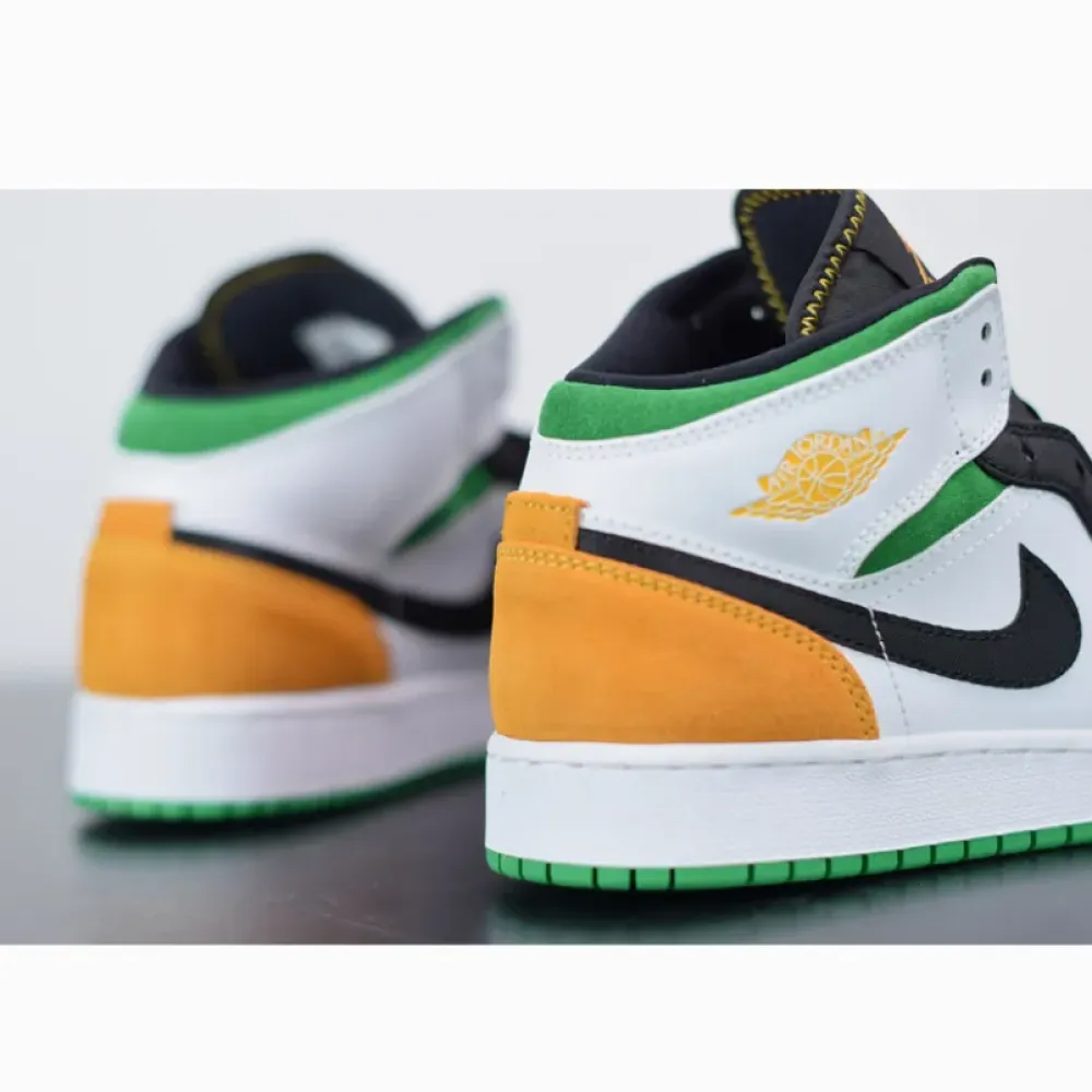 Air Jordan 1 Mid SE White/Laser Orange-Black-Lucky Green BQ6931-101