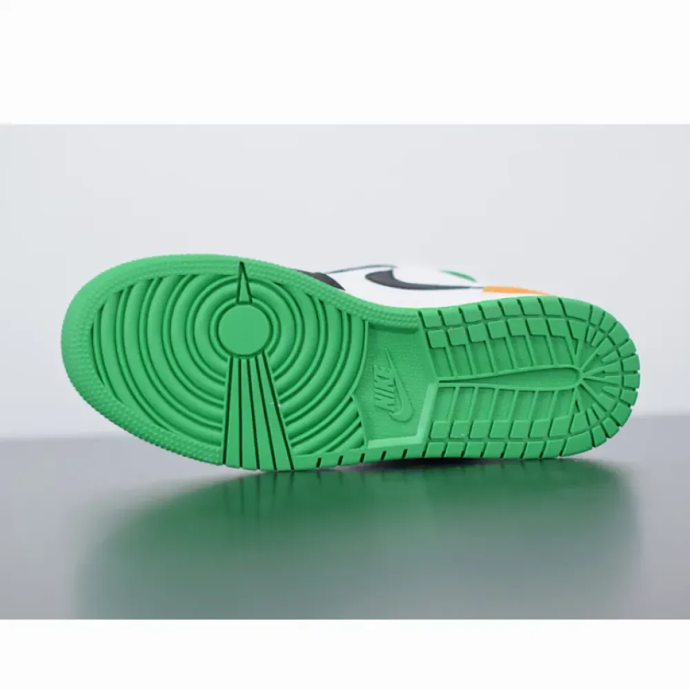 Air Jordan 1 Mid SE White/Laser Orange-Black-Lucky Green BQ6931-101