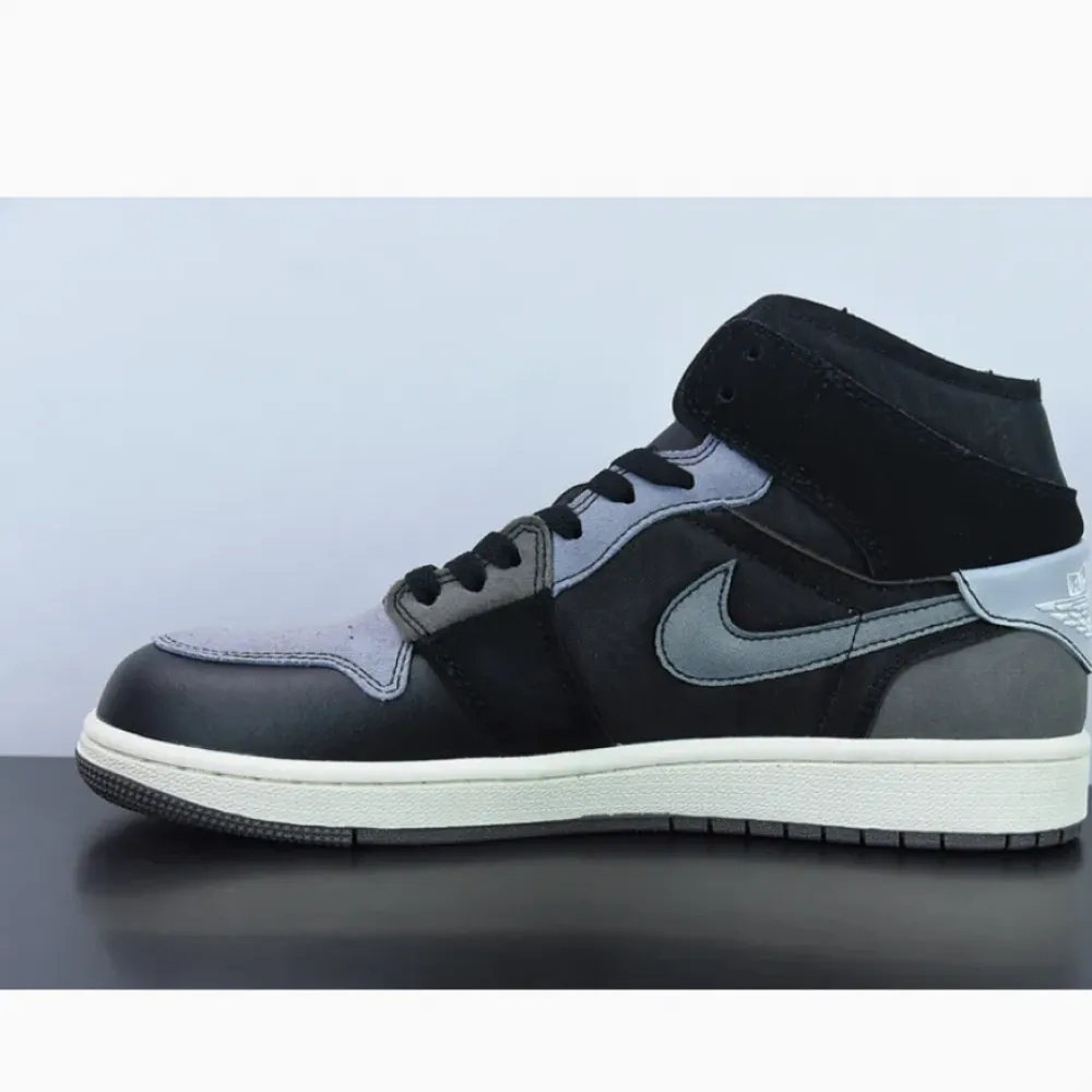 Air Jordan 1 Mid Craft “Inside Out” Black/Cement Grey  DM9652-001