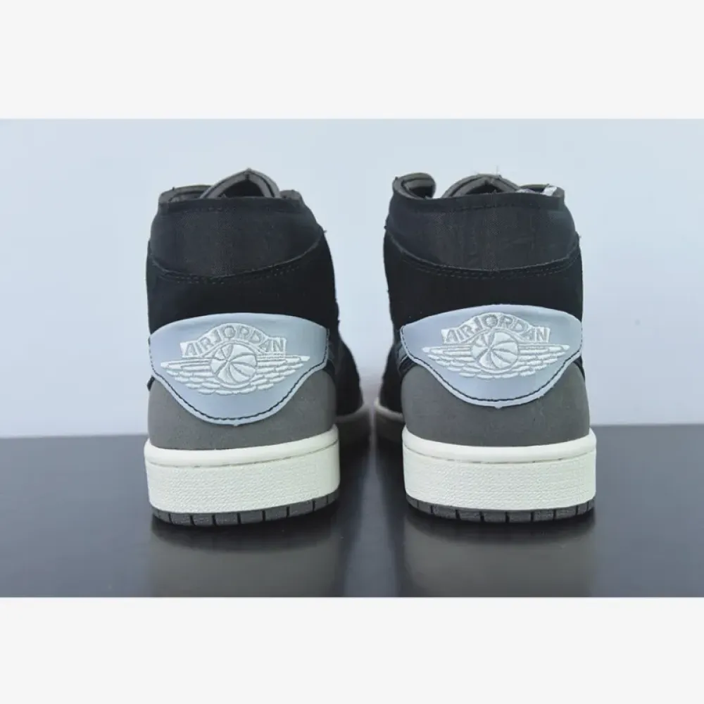Air Jordan 1 Mid Craft “Inside Out” Black/Cement Grey  DM9652-001