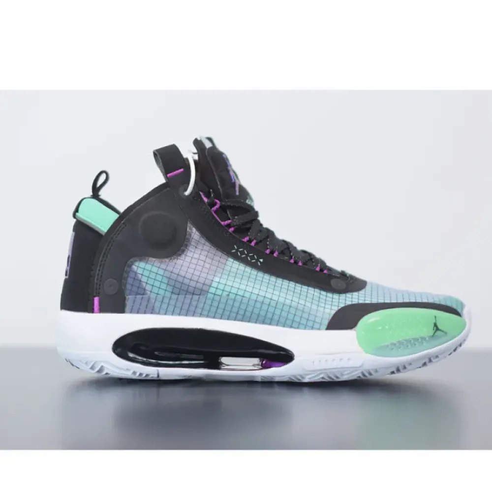 Air Jordan 34 Blue Void/Green Glow-Black-Metallic Silver AR3240-400
