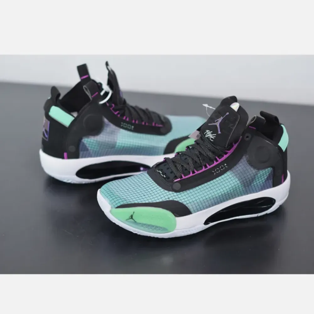 Air Jordan 34 Blue Void/Green Glow-Black-Metallic Silver AR3240-400