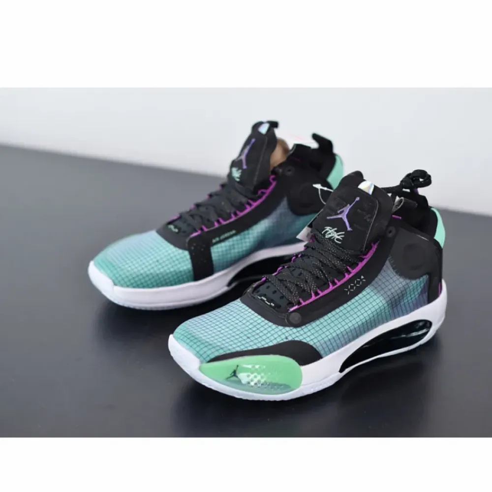 Air Jordan 34 Blue Void/Green Glow-Black-Metallic Silver AR3240-400