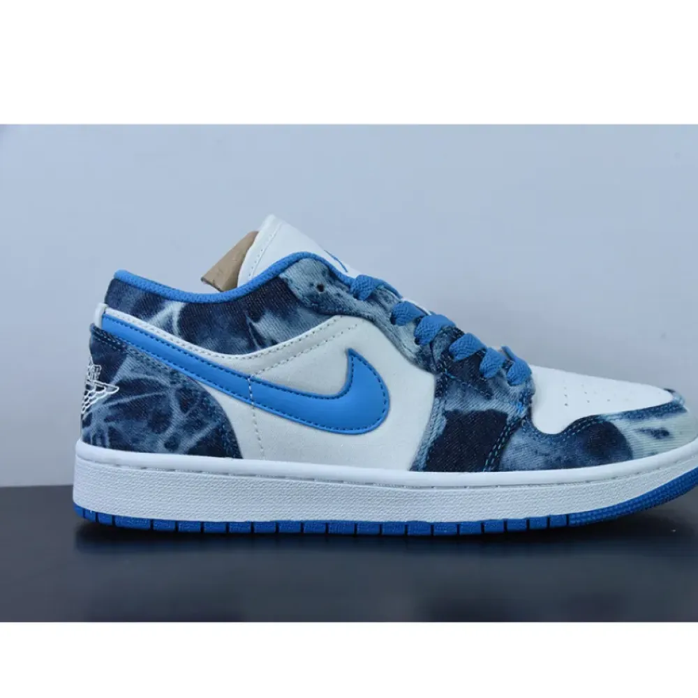 Air Jordan 1 Low “Washed Denim” White Dutch Blue  DM8947-100