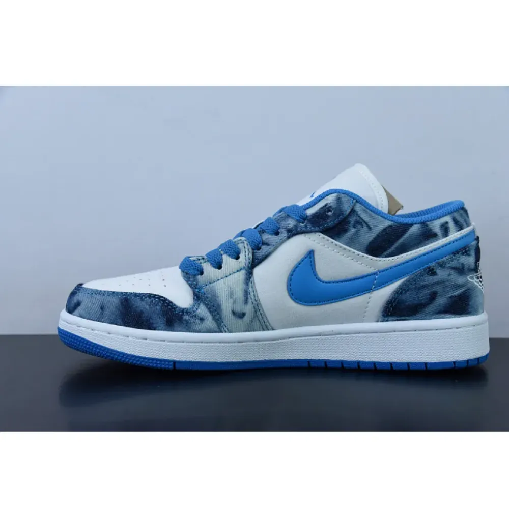 Air Jordan 1 Low “Washed Denim” White Dutch Blue  DM8947-100