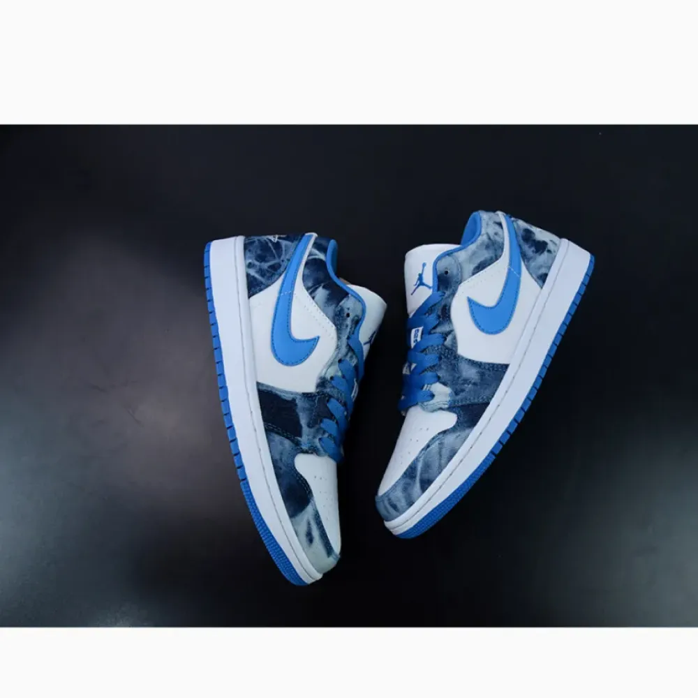Air Jordan 1 Low “Washed Denim” White Dutch Blue  DM8947-100
