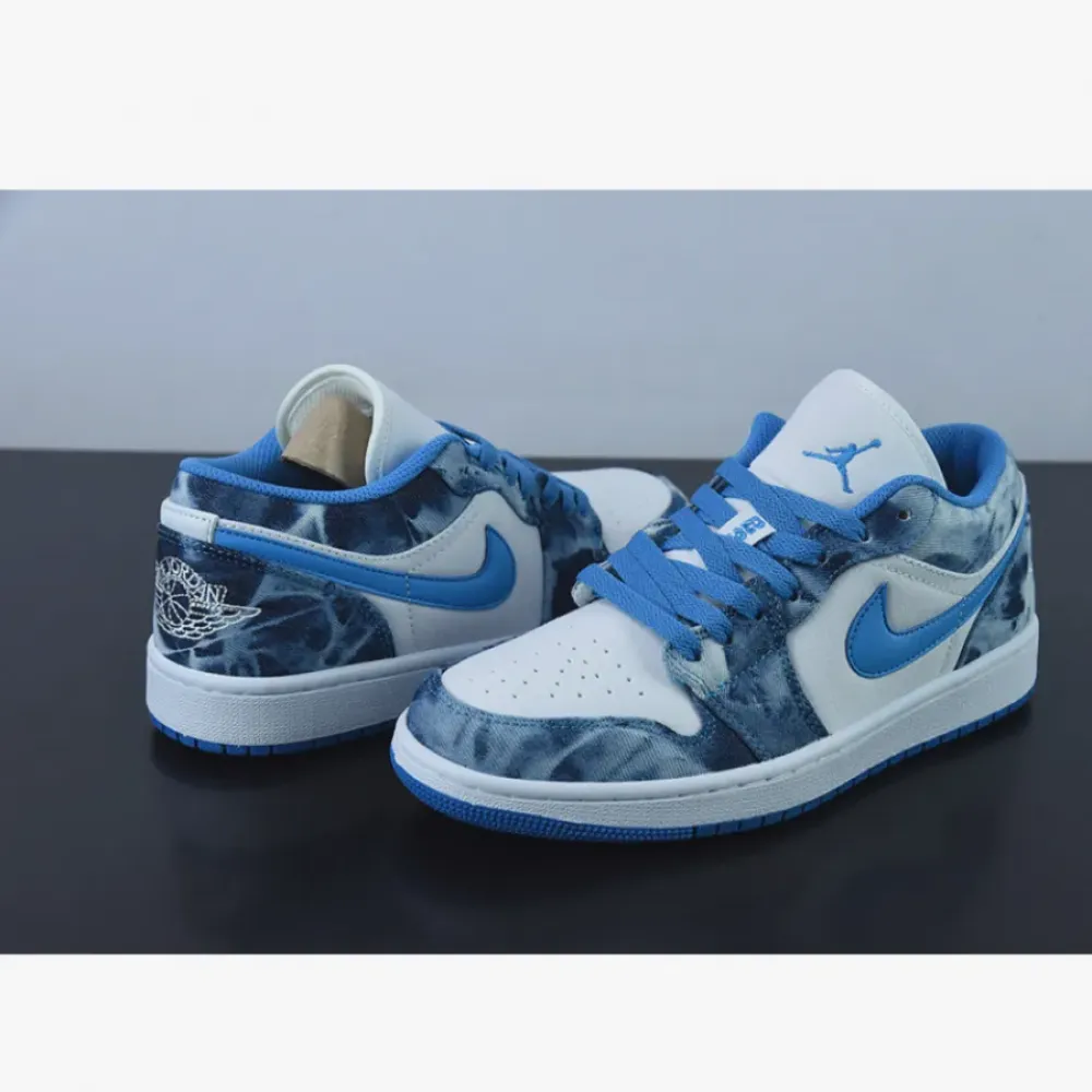 Air Jordan 1 Low “Washed Denim” White Dutch Blue  DM8947-100