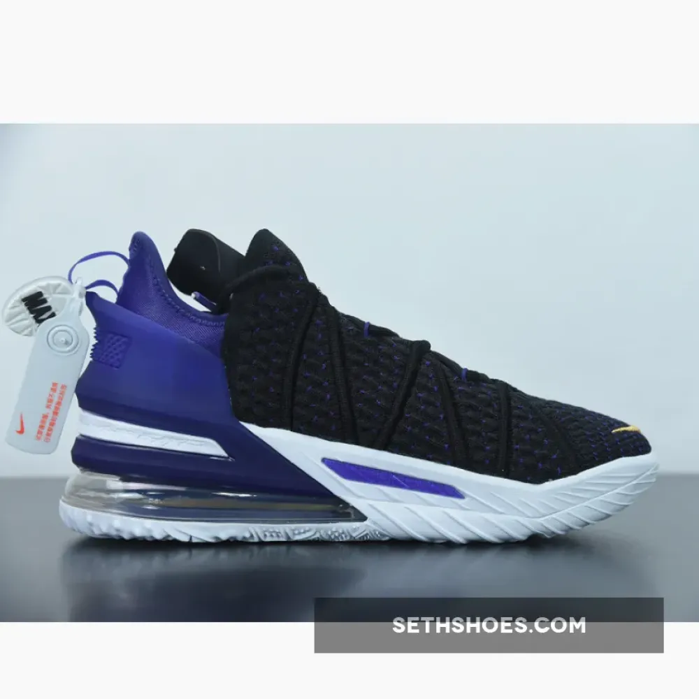 Nike LeBron 18 “Lakers” Black/Metallic Gold-Court Purple-White  CQ9283-004