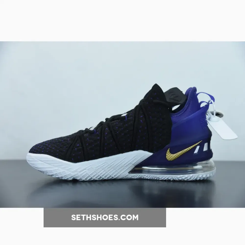 Nike LeBron 18 “Lakers” Black/Metallic Gold-Court Purple-White  CQ9283-004