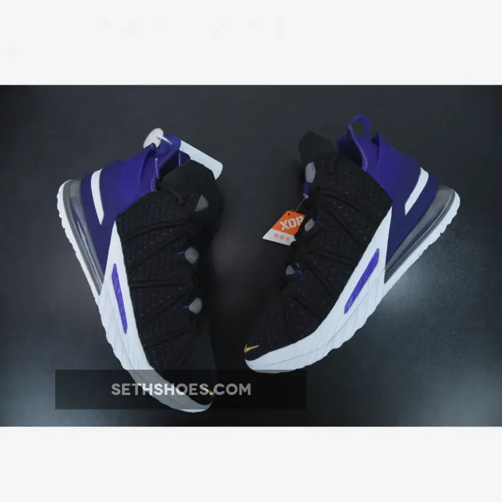 Nike LeBron 18 “Lakers” Black/Metallic Gold-Court Purple-White  CQ9283-004
