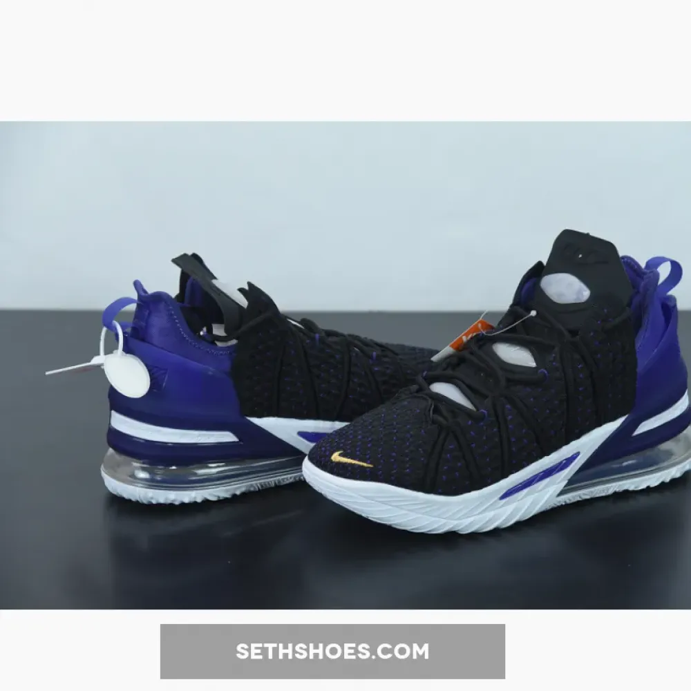 Nike LeBron 18 “Lakers” Black/Metallic Gold-Court Purple-White  CQ9283-004