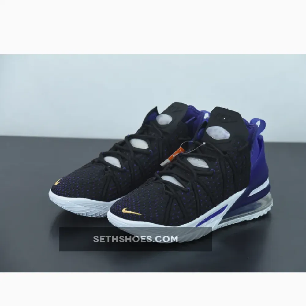 Nike LeBron 18 “Lakers” Black/Metallic Gold-Court Purple-White  CQ9283-004