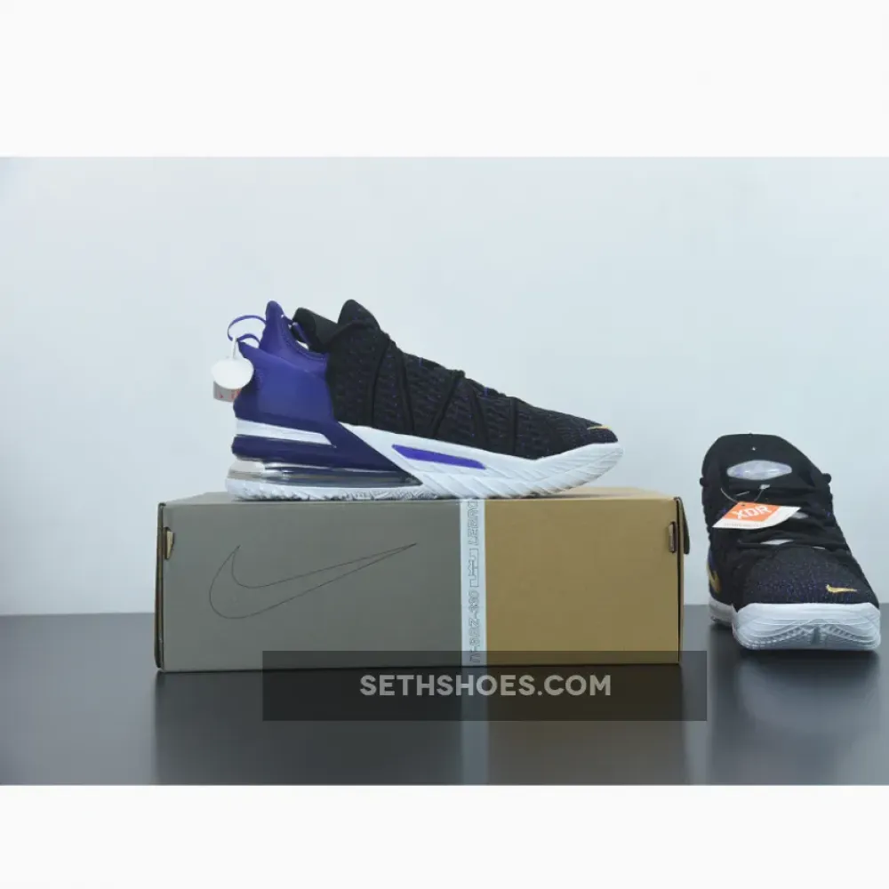 Nike LeBron 18 “Lakers” Black/Metallic Gold-Court Purple-White  CQ9283-004