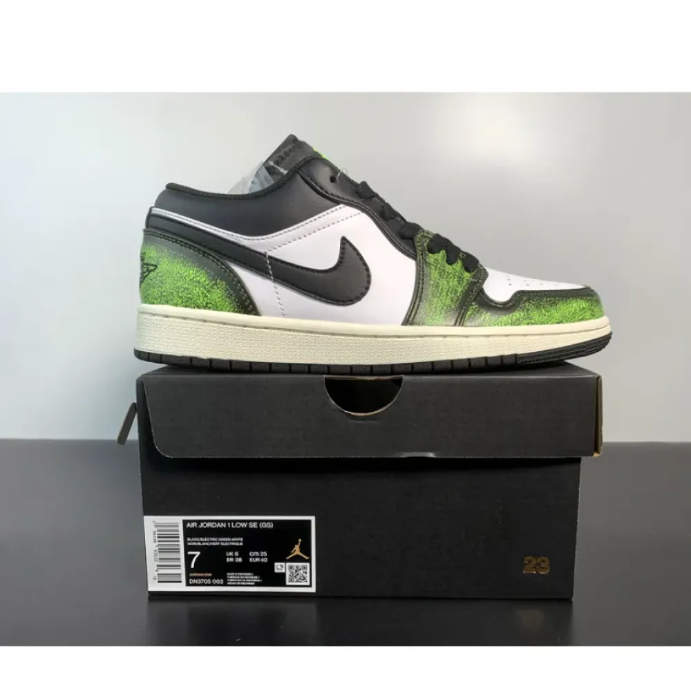 Air Jordan 1 Low Wear Away Black Green  DN3705-003