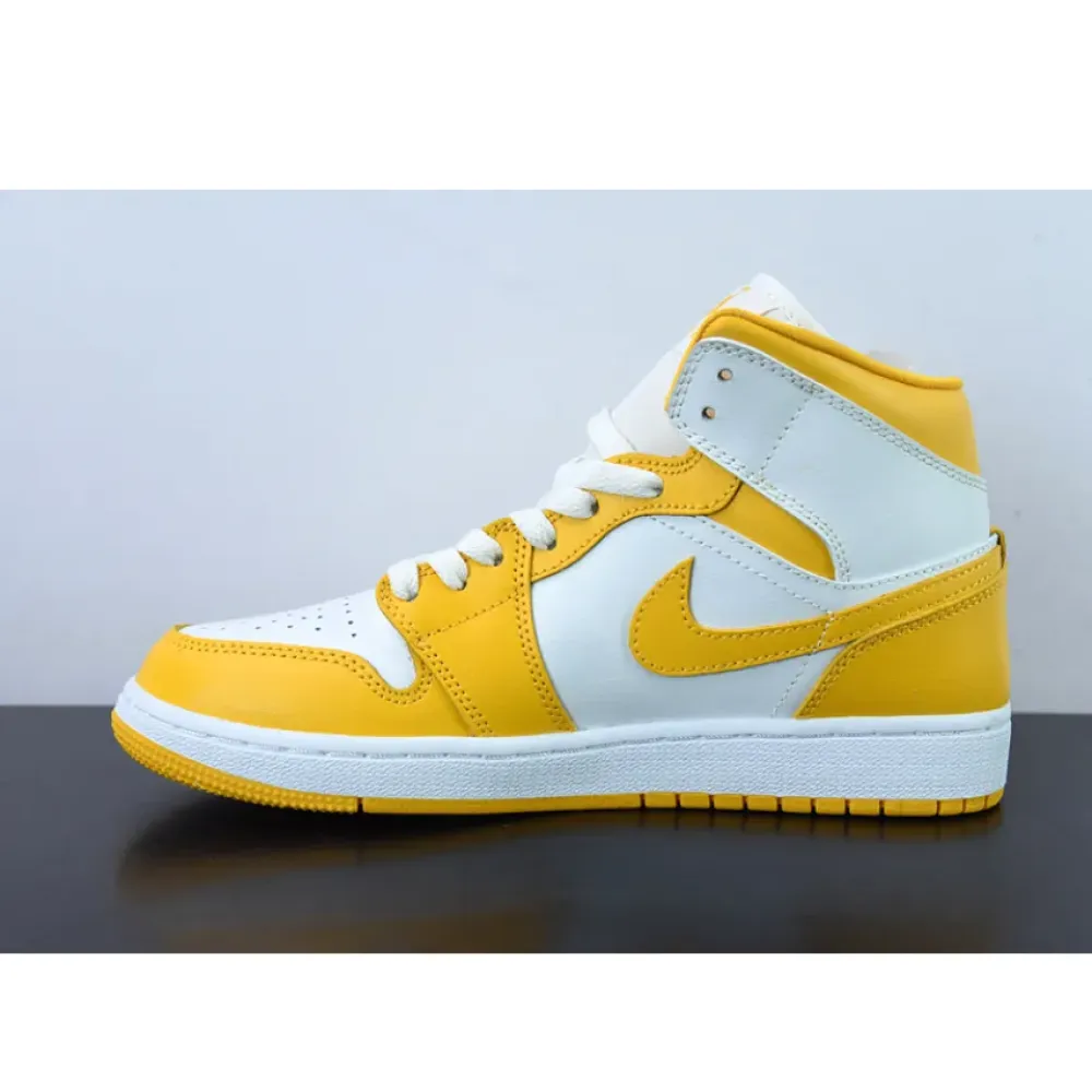 Air Jordan 1 Mid White University Gold  BQ6472-117