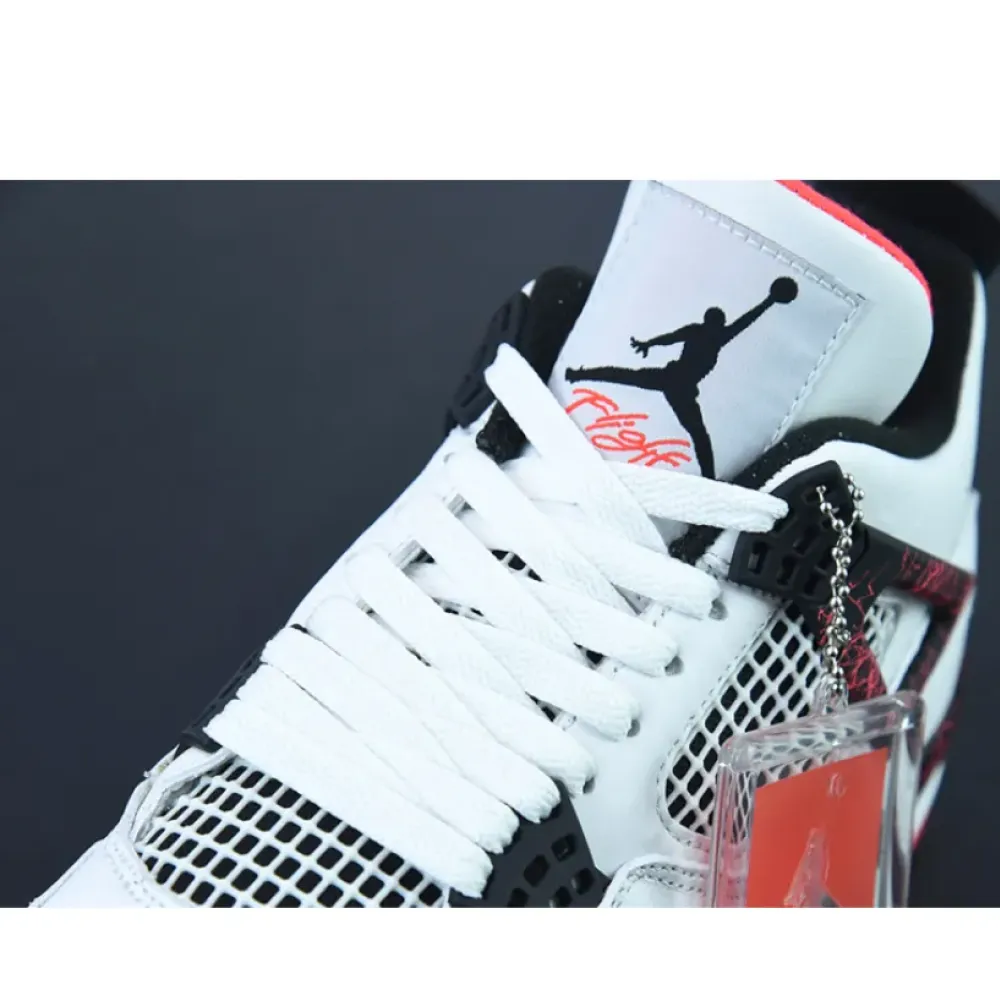 Air Jordan 4 “Flight Nostalgia” White/Black-Bright Crimson-Pale Citron  308497-116