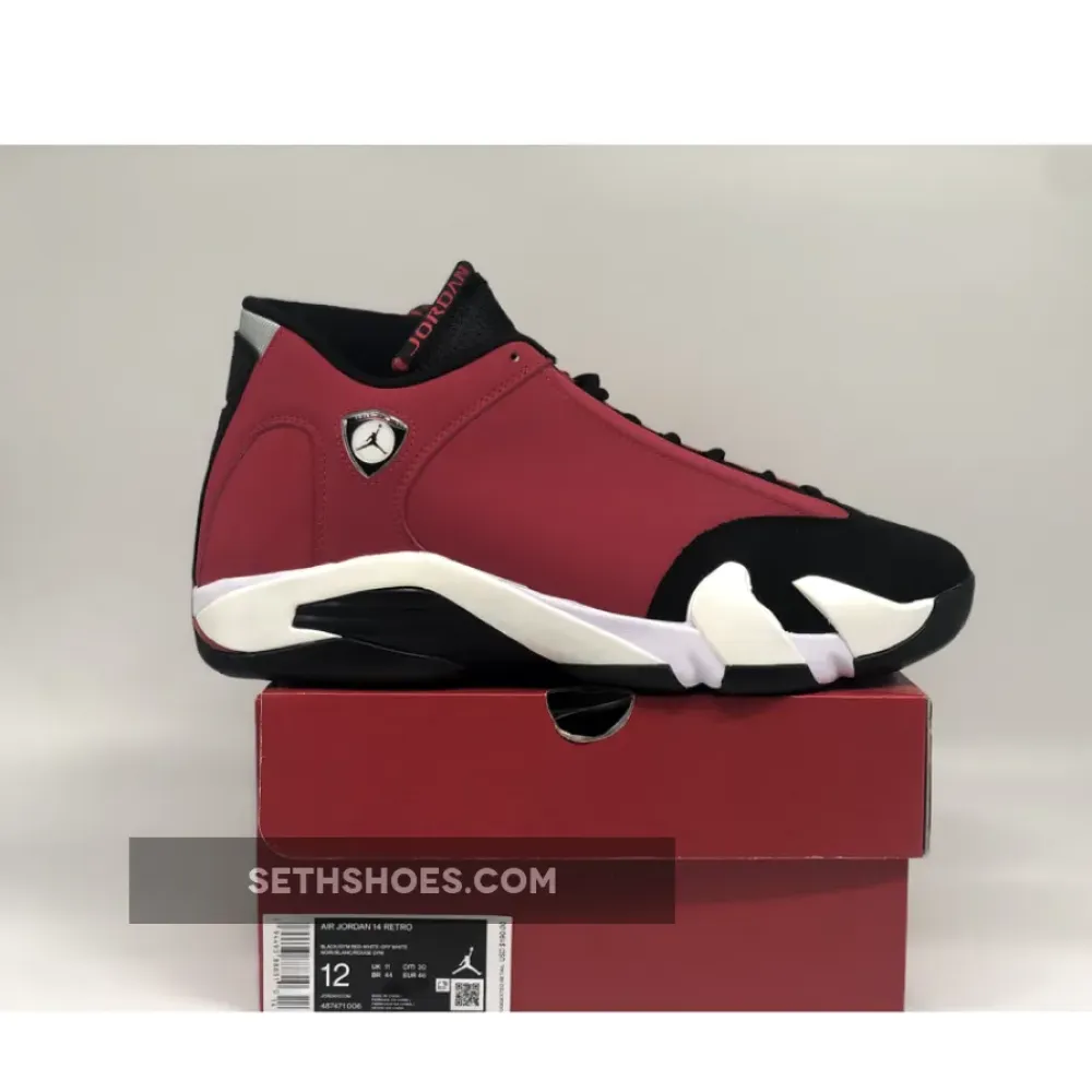Air Jordan 14 Black/Gym Red-White-Off White  487471-006
