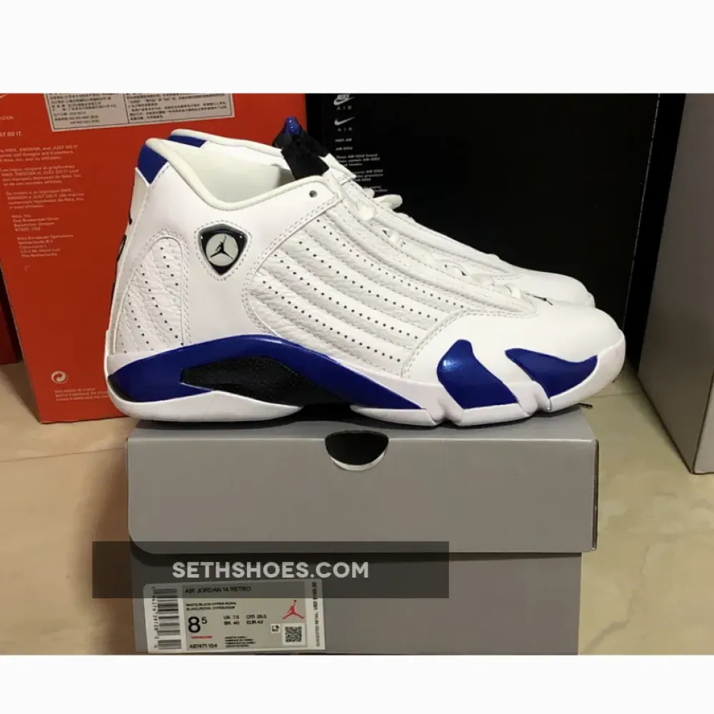 Air Jordan 14 White/Hyper Royal-Black  487471-104