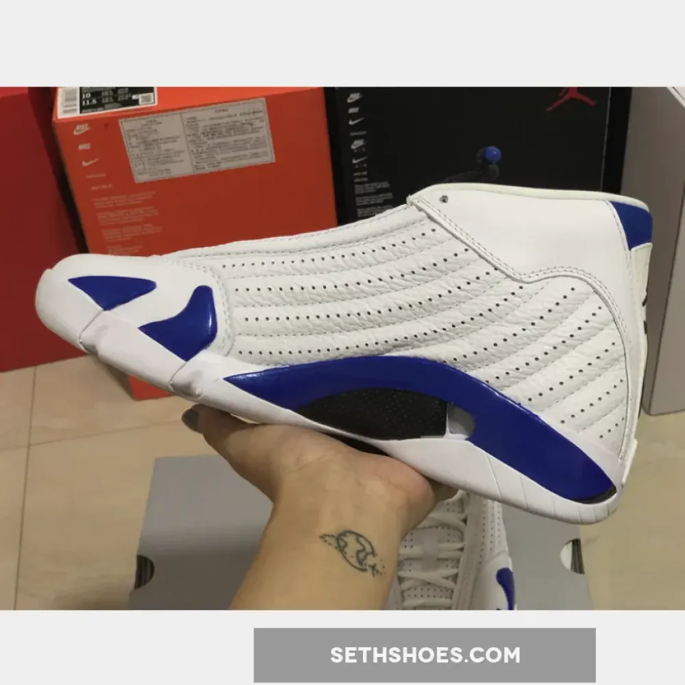 Air Jordan 14 White/Hyper Royal-Black  487471-104
