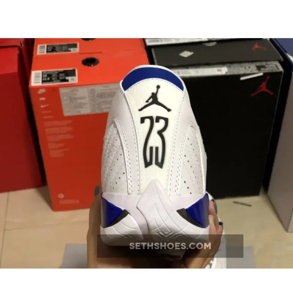 Air Jordan 14 White/Hyper Royal-Black  487471-104