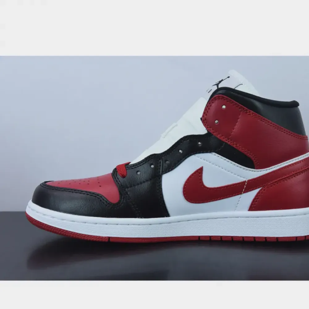 Air Jordan 1 Mid Bred Toe White/Black-Red  BQ6472-079