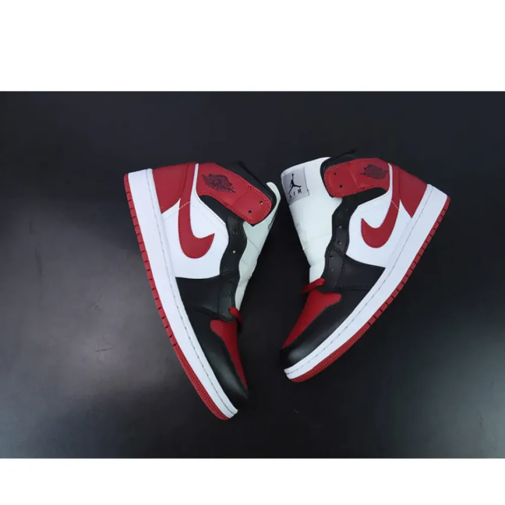 Air Jordan 1 Mid Bred Toe White/Black-Red  BQ6472-079