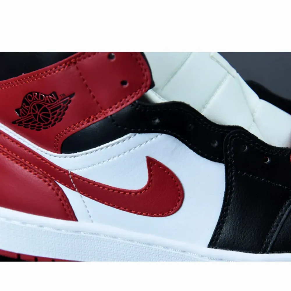 Air Jordan 1 Mid Bred Toe White/Black-Red  BQ6472-079