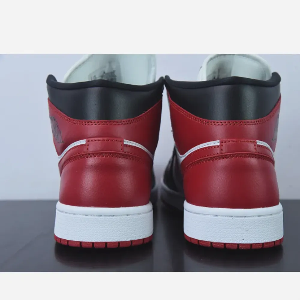 Air Jordan 1 Mid Bred Toe White/Black-Red  BQ6472-079