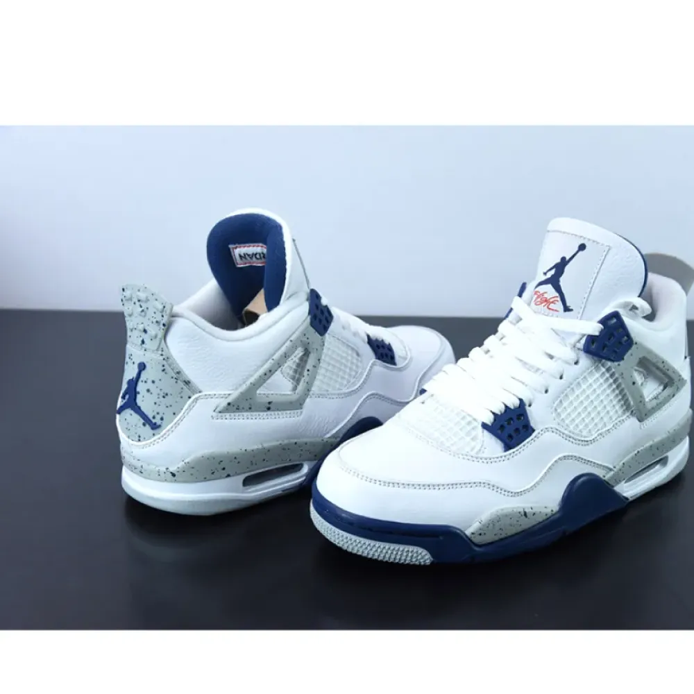 Air Jordan 4 White/Midnight Navy-Light Smoke Grey-Fire Red  DH6927-140