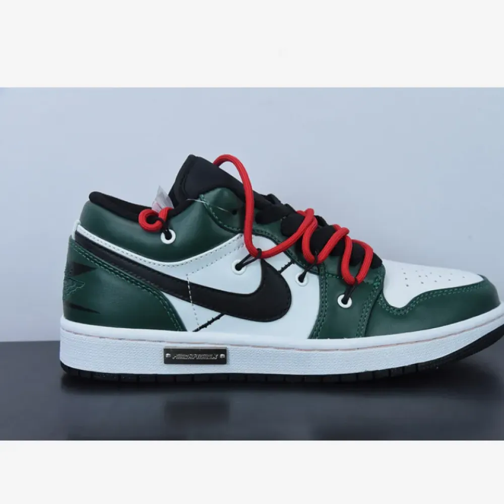 Custom Air Jordan 1 Low Pine Green White Black