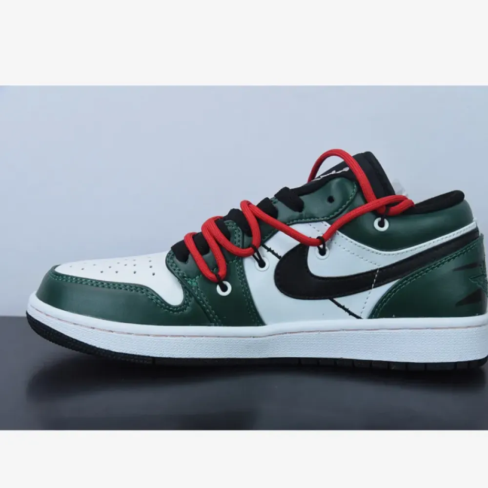 Custom Air Jordan 1 Low Pine Green White Black