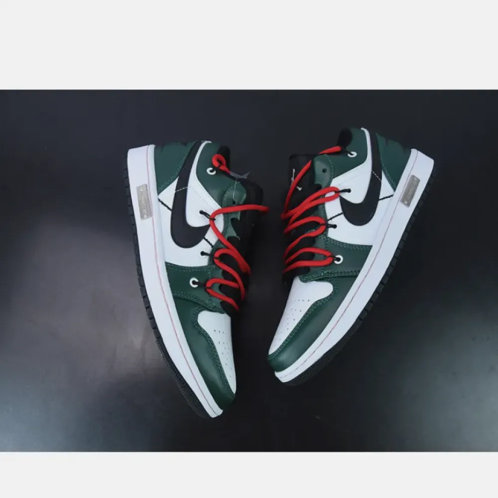 Custom Air Jordan 1 Low Pine Green White Black