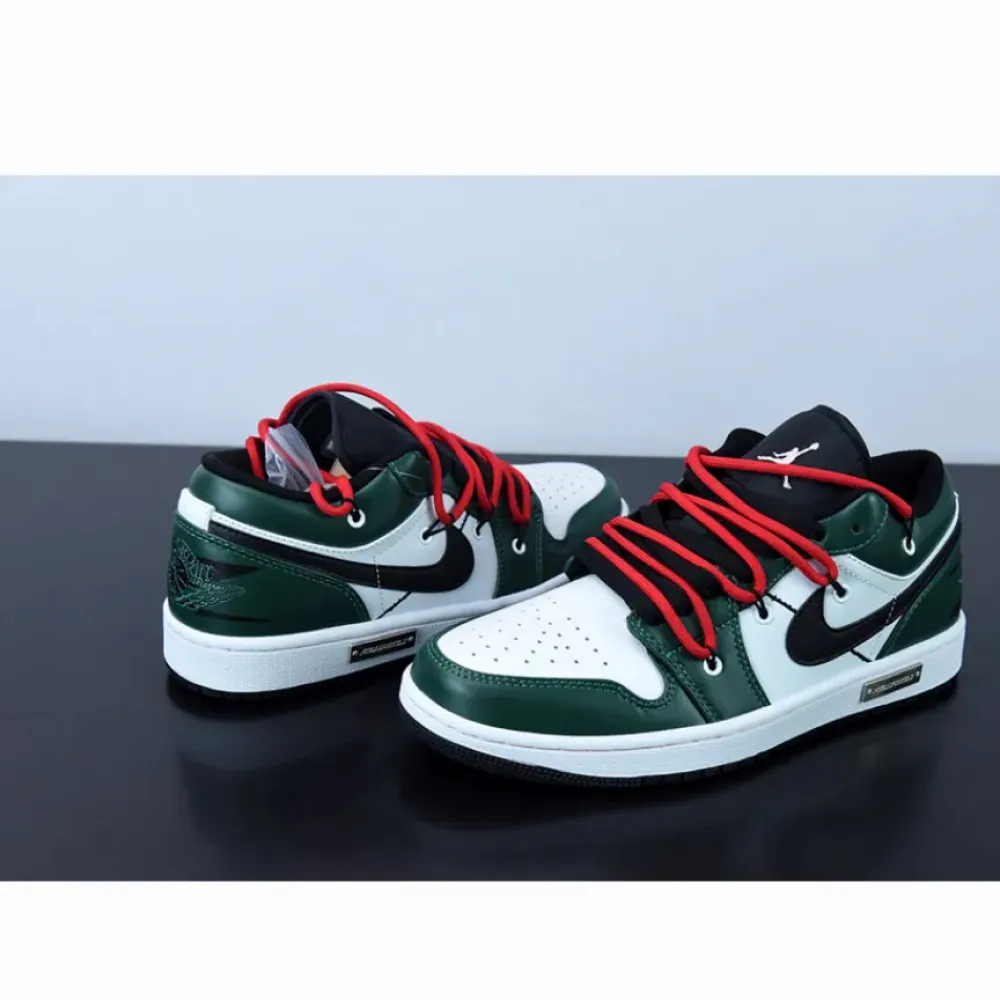 Custom Air Jordan 1 Low Pine Green White Black