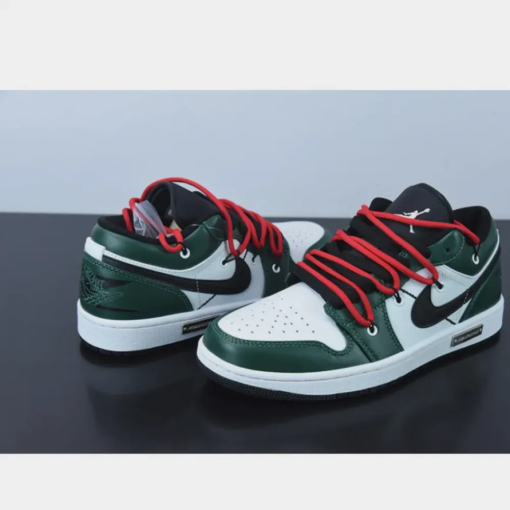 Custom Air Jordan 1 Low Pine Green White Black